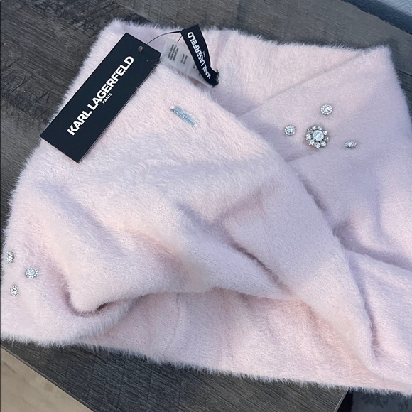 Karl Lagerfeld Blush Pink Scarf with Embellishments - Picture 11 of 11